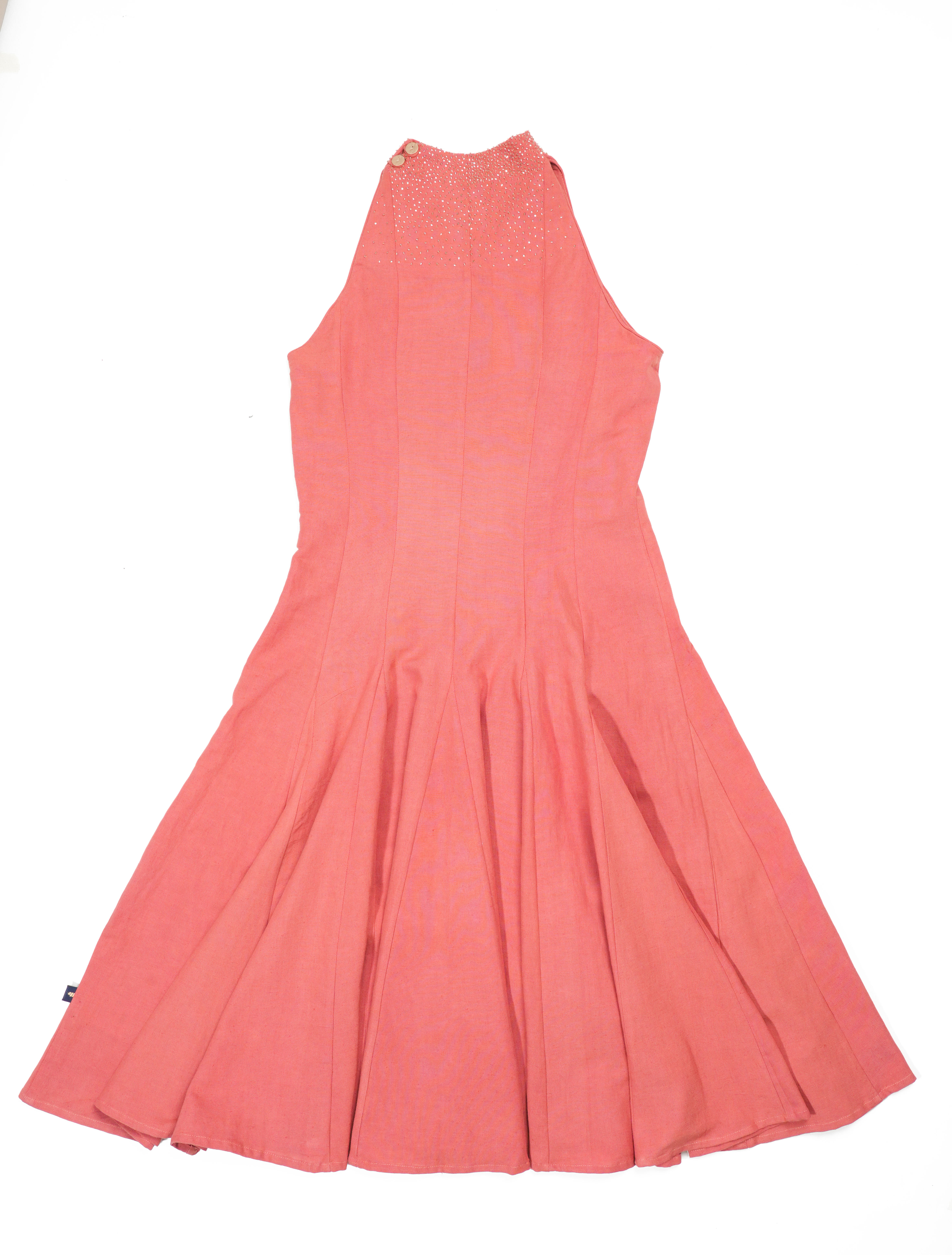 Rust Beads Halter Neck Dress - cloth image 2